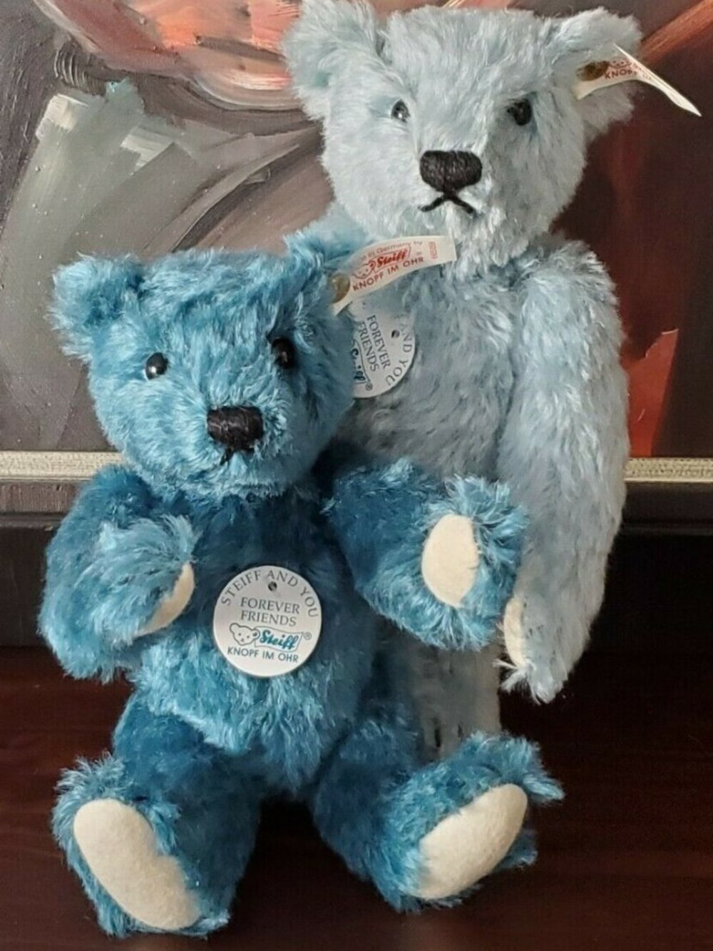 Steiff Forever Friends Blue 23 Teddy Bear Pair 665059 LE 1934/4000 Box - No COA